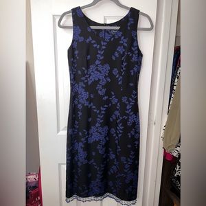 Anna Laura Black Blue Floral Beaded Flapper Midi Dress, Size 2